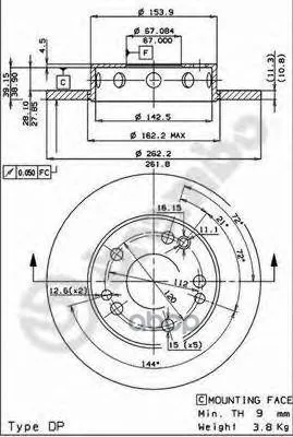 Диск Тормозной Перед. Mercedes-Benz: 190 82-93 Brembo арт. 08.2950.24