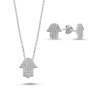 

Kutaydan Zircon Cubic Zirconia Fatma Master Hand 925 Sterling Silver Set Made in Turkey