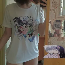 Camiseta de Hunter X Hunter de Anime japonés para mujer, Tops Kawaii de verano, camisetas gráficas de Hisoka de dibujos animados, camiseta divertida de Killua para mujer