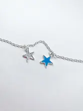 2019 nueva moda luminosa playa vientos azul estrella pentagonal borla tobillera cadena tobilleras para mujer Sandalias pies descalzos 4g