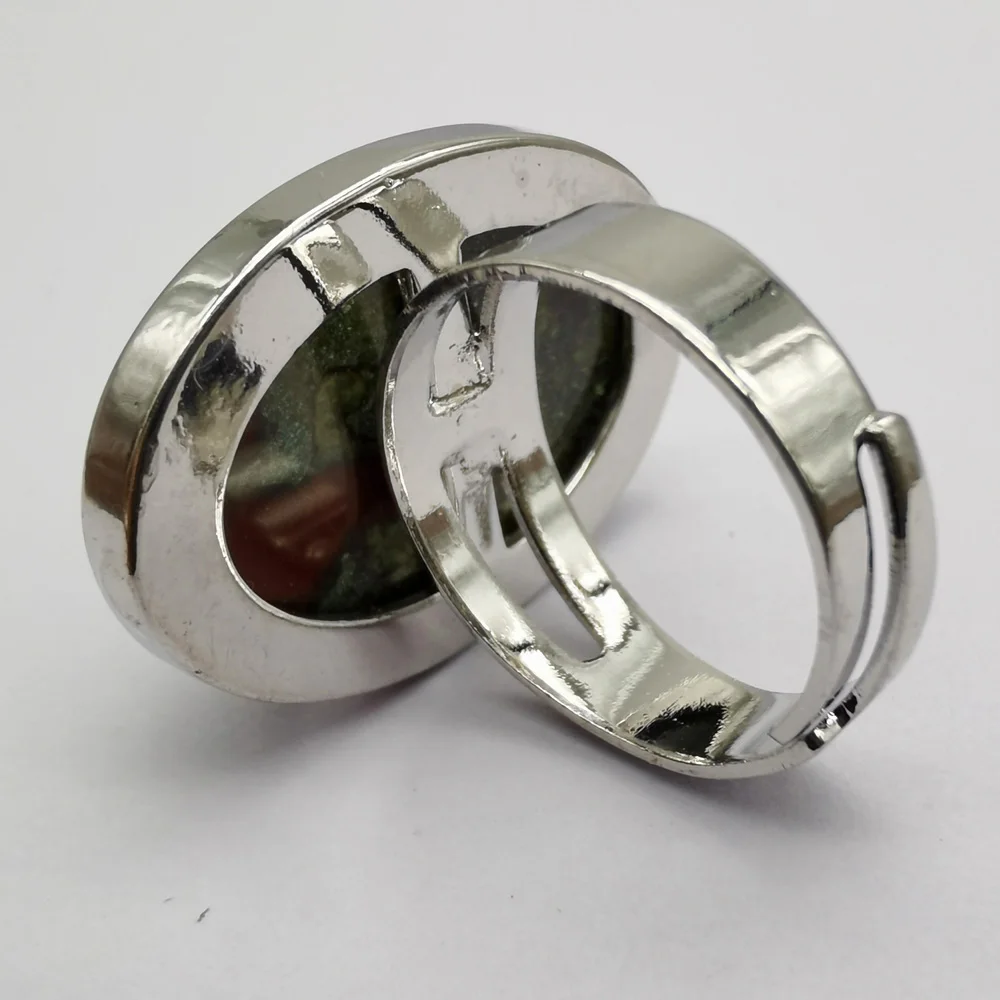 Dragon Blood Stone Oval Bead GEM Finger Ring Jewelry Size 8-9  X102 3