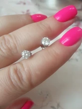 OEVAS Real 0,5-1 quilate D Color esmeralda, pendientes para las mujeres de calidad superior 100% de Plata de Ley 925 Plata brillante joyería de la boda