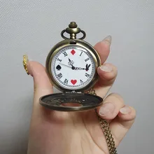 Nueva Alice País de las Maravillas serie hueco grande llave de flor conejo Palacio Retro de bolsillo reloj envío TD2073