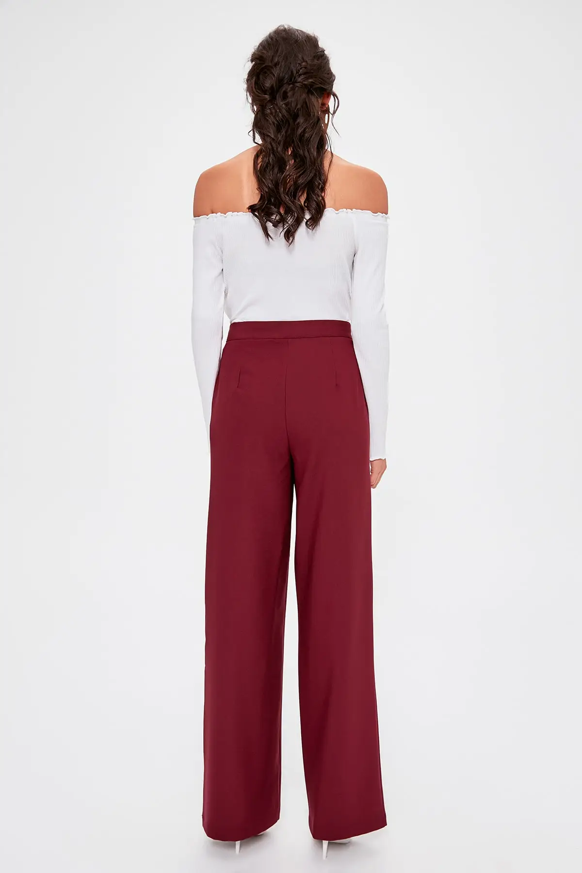 Trendyol бордовые расклешенные брюки TWOAW20PL0244