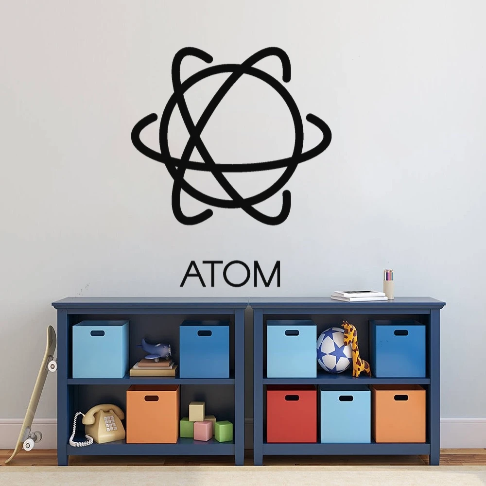 Уникальная простая наклейка на стену Atom с научным дизайном украшение для дома и