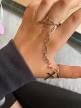 Punk Hip-Hop Cruz anillo de plata Chapado en Color Retro Cadena de dedo anillo de joyería ajustable regalo para Unisex anillo partido anillos