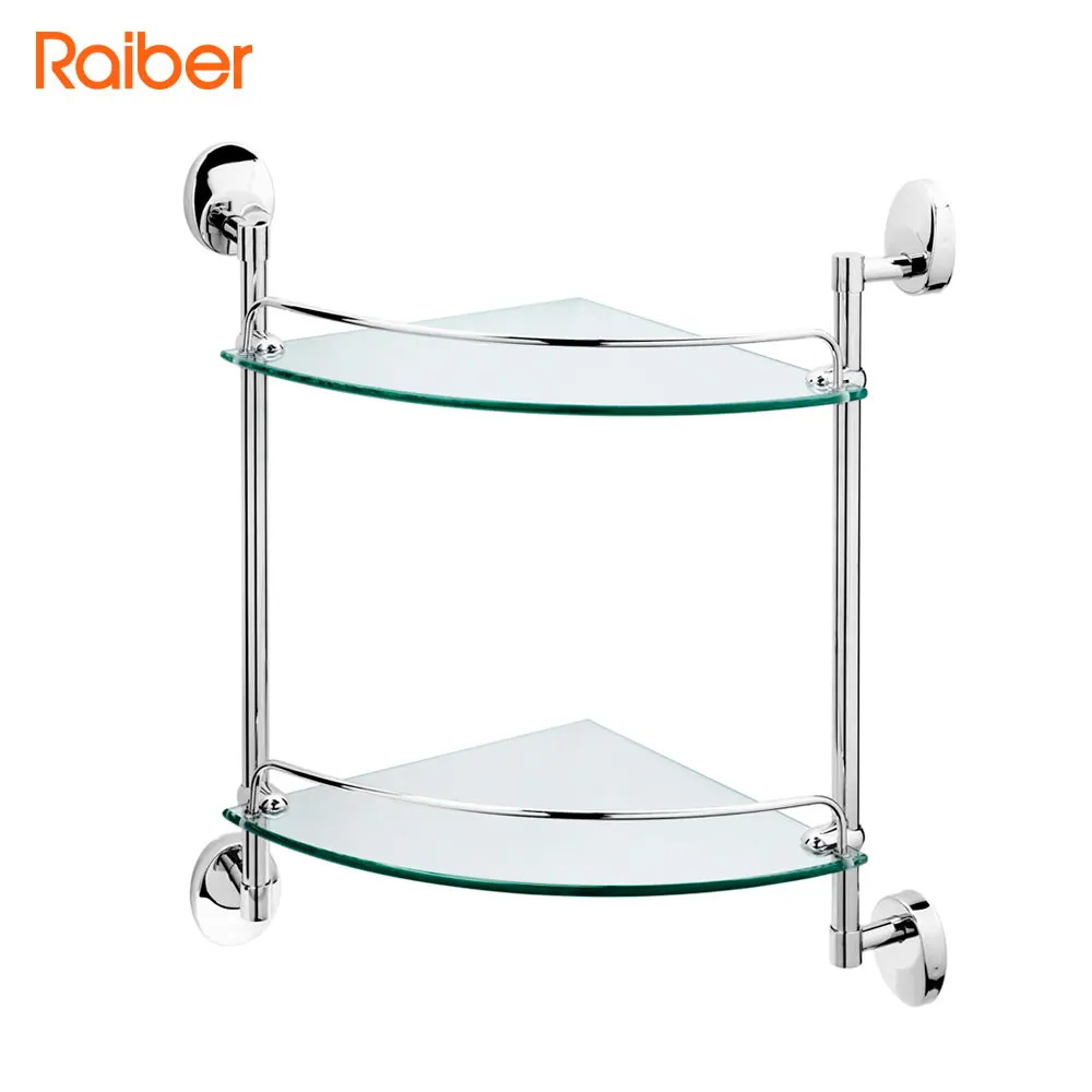 Полка двойная Raiber R70128 стеклянная, угловая