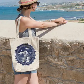 

Angemiel Bag Lighthouse Moon Light Cloud Motif Cloth Bag