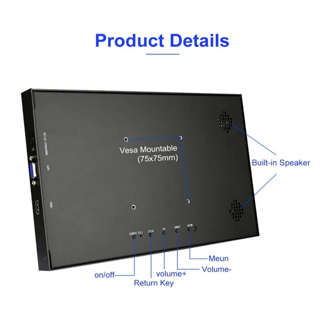 Monitor portátil IPS FHD 1366x768 con pantalla táctil de 11.6 pulgadas,  monitor pequeño, altavoces integrados y soporte, puerto USB C, HDMI,  monitor