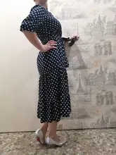 Autumn Winter Dot Bandage Dress Women Casual Ruffles V Neck High Waist Slim Print Long