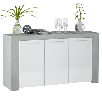 

Dresser Modern Dining Buffet lounge, White Color Artik and Gray Cement