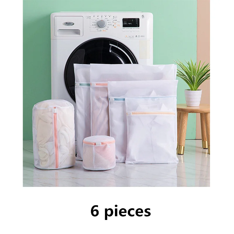 1 Set Zipper Mesh Laundry Bag Washing Machine Dedicated Dirty Wash Bag Underwear Sock Bra Laundry Basket Multi-size Washing Kits