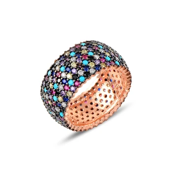 

Silver 925 Sterling 7 Must Rose Plated Mixed Color Zircon Tamtur Ring