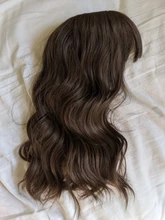 SHANGKE-Peluca de cabello sintético para mujer, cabellera larga de ondas al agua con flequillo, color marrón frío, resistente al calor, corte Bob, Cosplay diario