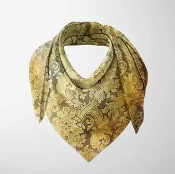 

Else Yellow Black Authentic Ottoman Vintage 3d Printed Square Rayon Fabric Neck Head Floral Pattern Scarf Scarves Women Hijab