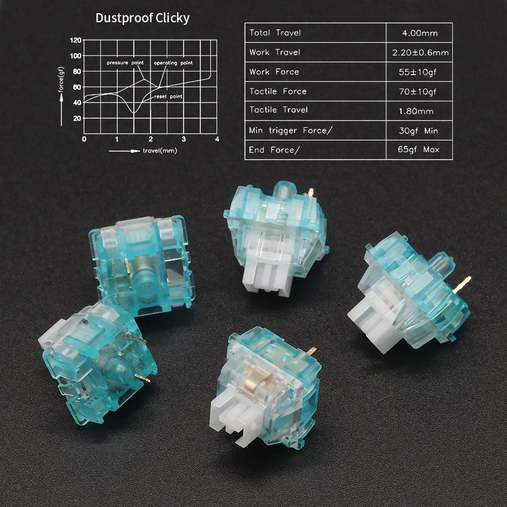 Outemu 기계식 키보드용 오션 스위치, 3 핀 사일런트 리니어 클릭키, 45g, 55g, RGB SMD 기계식 키보드, 게임용 MX 스위치