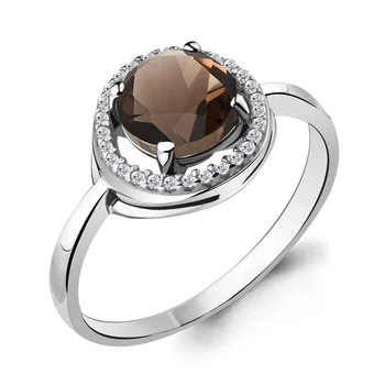 

Silver ring with quartz smoky
