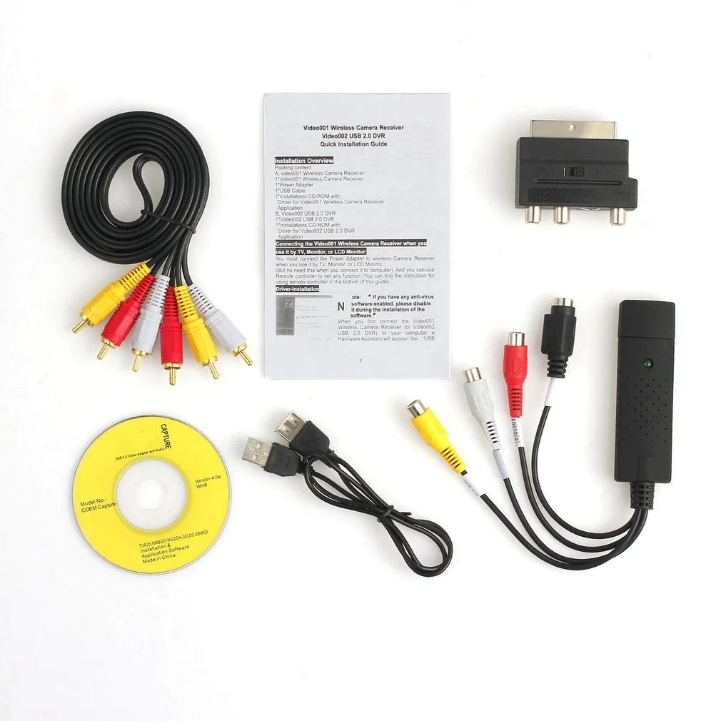 USB2.0 карта видеозахвата конвертер ПК адаптер VHS в DVD Аудио Видео Захват комплект