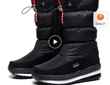 Female Boots Winter Shoes Thigh Waterproof Fashion Women Plush Thick Fur Non-Slip Warm