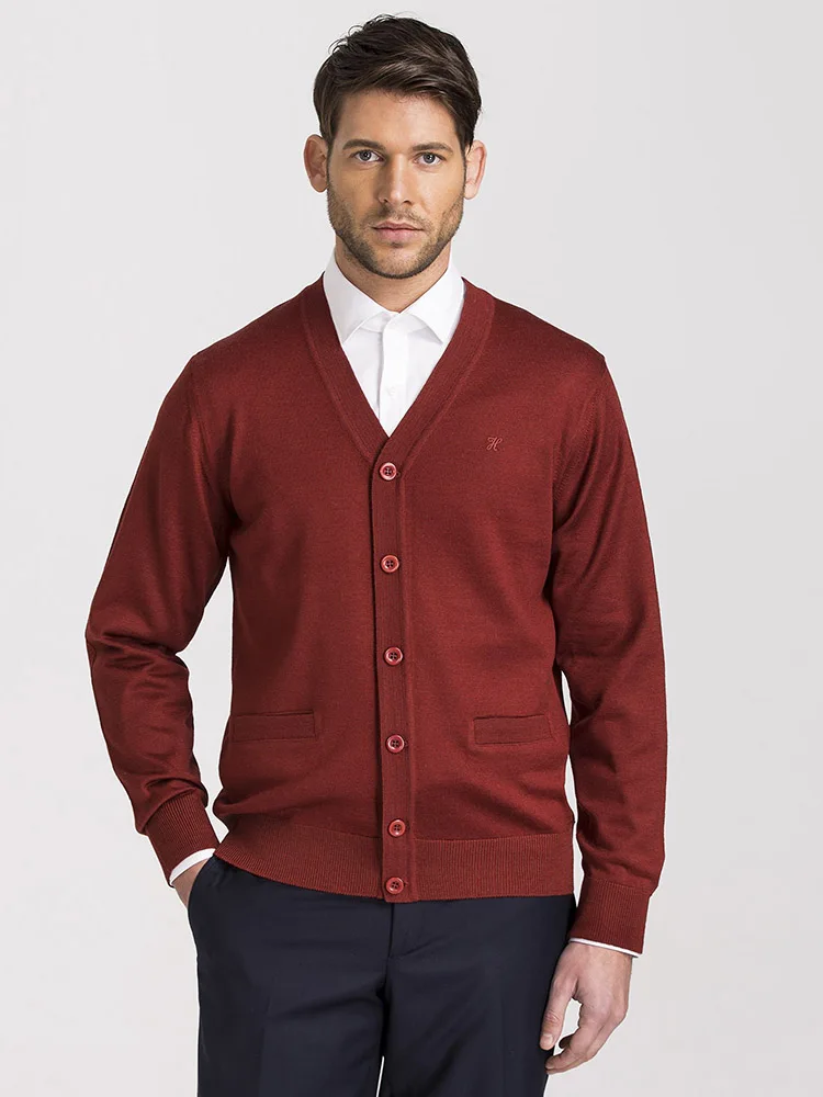 

Hateko Men Regular Fit 30% Wool Cardigan Classic Style Knitwear