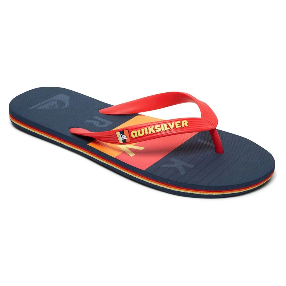 Тапочки для пляжа Quiksilver надпись молокай красный блок | Спорт и развлечения