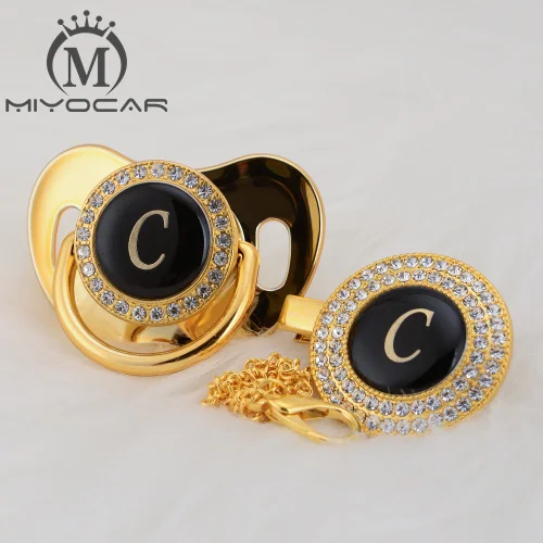 MIYOCAR Золотое серебряное имя инициалы буквенные C прекрасный bling соска и пустышка Клип Набор BPA бесплатно пустышка bling уникальный дизайн LC - Цвет: LC--8   0-6M