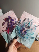 Figura de Anime Genshin Impact Zhongli Diluc Venti Klee Keqing Qiqi, soporte acrílico, modelo de placa, decoración de escritorio, señal de pie, regalos para seguidores