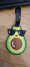 Tarjeta de equipaje de silicona con dibujos de aguacate, etiqueta de viaje, accesorios de viaje