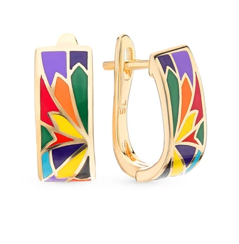 

Silver earrings with enamel sunlight sample 925