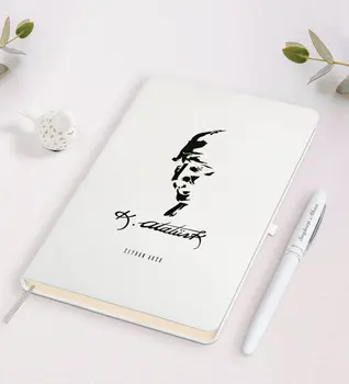 

Personalized Ataturk Themed White Notebook and Pen Gift Seti-22