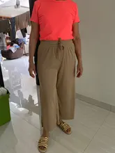 Pantalones de punto finos para mujer, pantalón suelto, de pierna ancha, cintura elástica, hasta el tobillo, talla grande, S-4XL