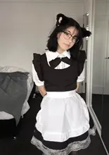 Maid Cosplay Costume Outfit Blocked Pinafore Short-Sleeves Lolita-Dress Halloween Girls