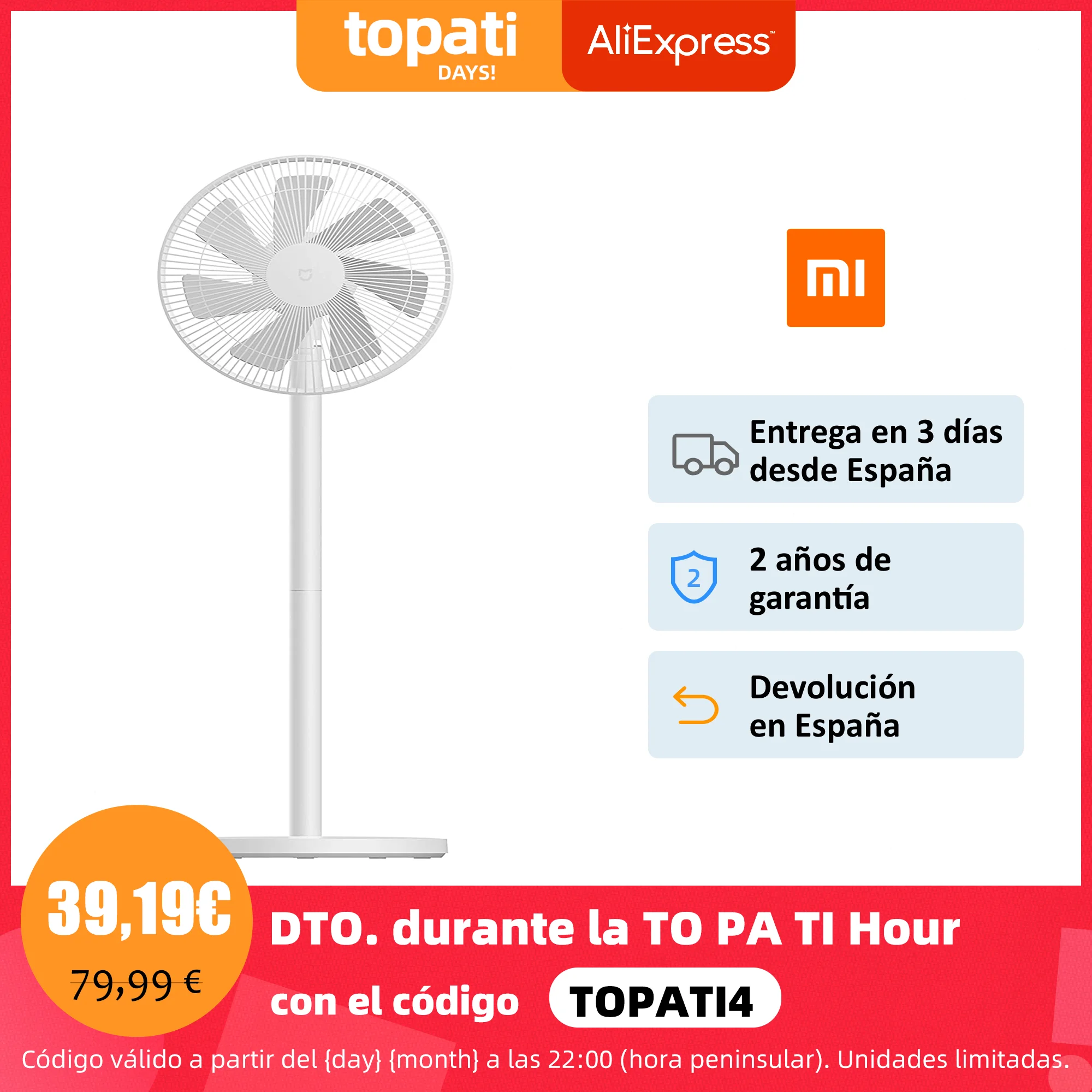 Official Spanish Guarantee Version Xiaomi Mi Smart Standing Fan 1c App Intelligent Control Natural Silent Air Fans Aliexpress