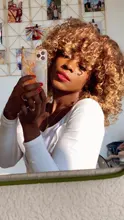 Curly Wig Short-Wig Bangs Afro Kinky Brown Synthetic Black-Women 14inches with Glorious