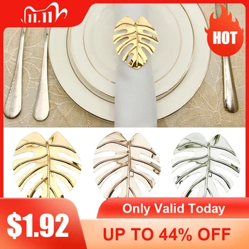 

12pcs/set Leaves Napkin Rings Holders Decorative Napkin Buckle Wedding Party Celebrate Dinner Table Supplies Circle Decoration