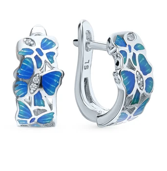 

Silver earrings with cubic zirconia and sunlight enamel sample 925 test