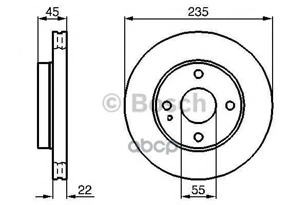 Диск Тормозной Передний Kia Rio 9/00-7/02(235мм) 0986478219 Bosch арт. 0986478219