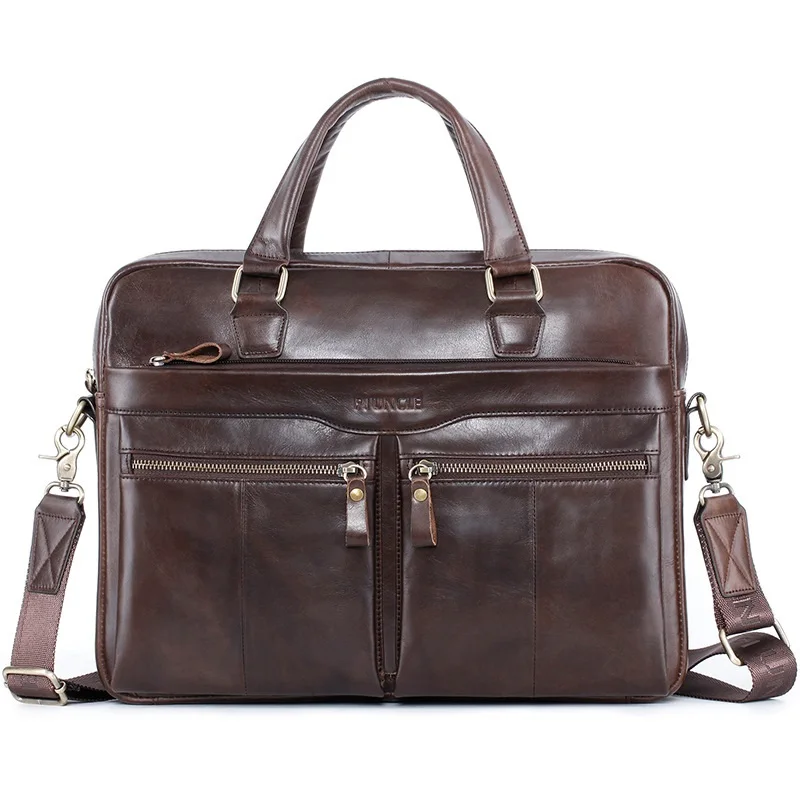 

Luxury Genuine Leather Men's Briefcase Laptop Messenger Bag Male Vintage Cowhide Business Crossbody Shoulder Bags Sachel Bag