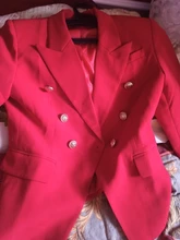 Designer Blazer Jacket Lion-Buttons Double-Breasted Women's Classic High-Street Metal