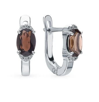 

Silver earrings with раухтопазами and cubic zirconia sunlight sample 925