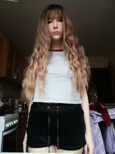 OneNonly-Peluca de cabello sintético largo degradado para mujer, pelo Natural resistente al calor, ondulado y suelto con flequillo, color marrón y Rubio, para Cosplay