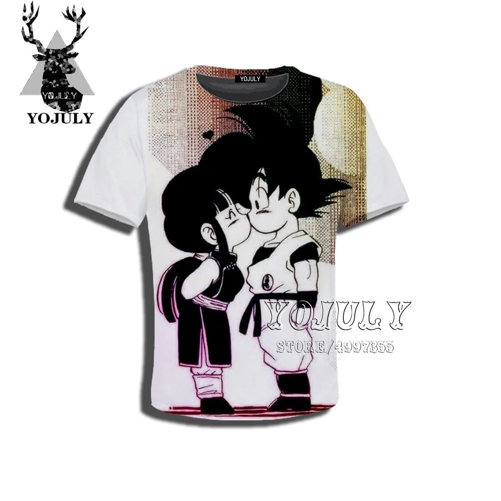 YOJULY Dragon Ball Z Ultra Instinct God Son Silhouette Goku chichi Super Saiyan Подростковая футболка для мальчиков и девочек с 3D принтом Лето A489 - Цвет: 7