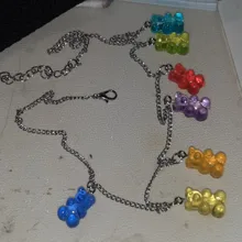 Collares con colgante de oso de dibujos animados para mujer y niña, cadena de 6 colores hecha a mano con colgante de Color caramelo para mujer y niña, joyería diaria, regalos de fiesta