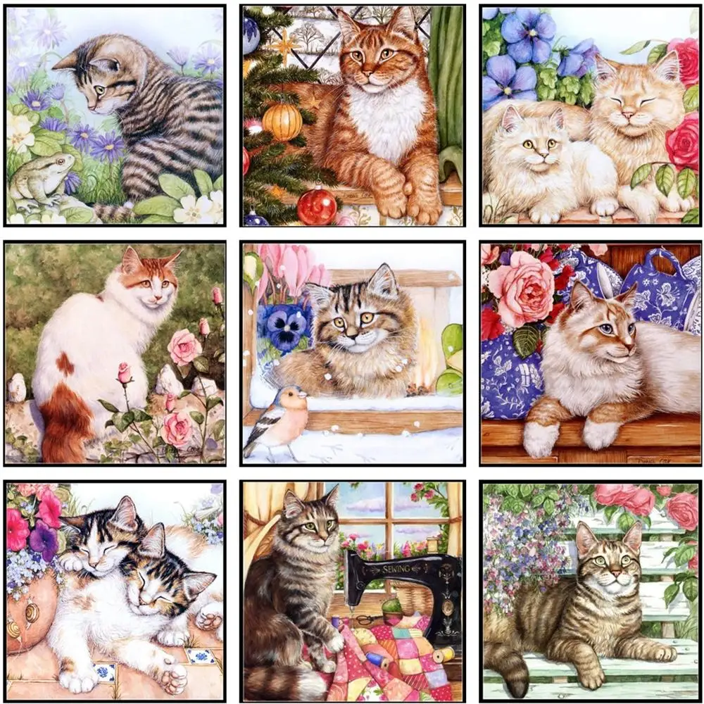

Embroidery Counted Cross Stitch Kits Needlework - Crafts 14 ct DMC DIY Arts Handmade Decor - Cute Cats Collection