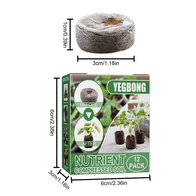 12Db Sűrített Tőzeg Talaj Pellet Palánták Blokkkészítő Vetőmagok Kezdő Dugók Virágmagok Pot Induló Kerti Növények Termesztése - Image 2
