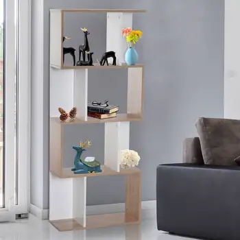 

Shelf Book Shop 4 Shelf Wall Shelf S Shape Wood 60x24x148cm