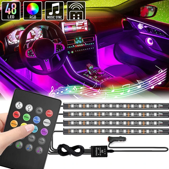  Interior Car Lights, Car Accessories Car Led Lights with  Wireless Remote Music Sync Color Change RGB Under Dash Car Lighting with Car  Charger 12V 2A LED Lights for Car… : Automotive