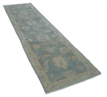 

86x313 Cm Beige Handmade Oushak Runner Rug-3x10 Ft