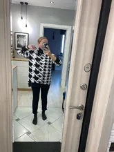 White Sweater Turtleneck Long Pullover Simplee Knitted Houndstooth Black Women Warm Fashion