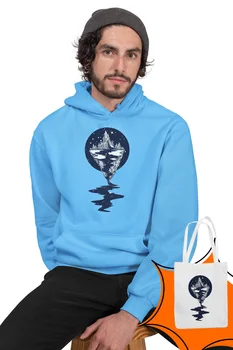

Angemiel Wear Mountain River Motifs Blue Men 'S Hooded Sweatshirt Bags Kombin